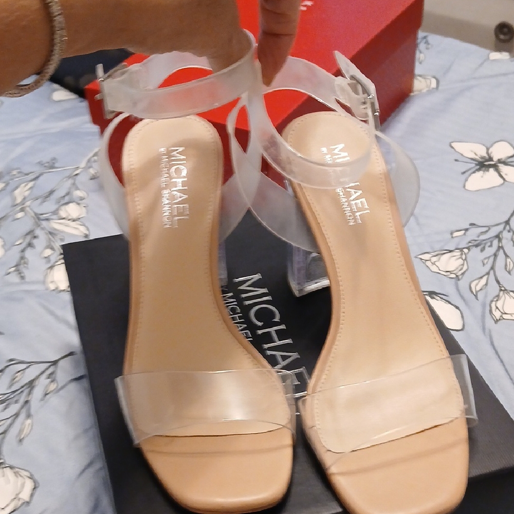 Michael Shannon Clear Strap Nude Heels